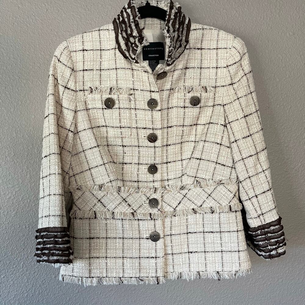 Doncaster Cream Tweed Jacket with Brown Trim